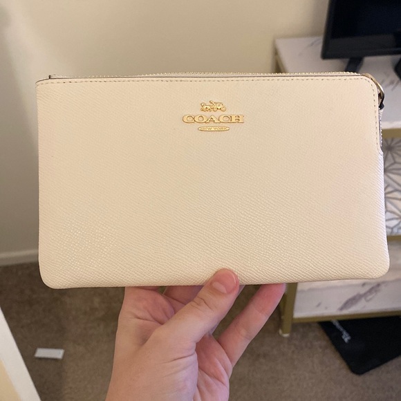 Coach Handbags - White coach wallet with wrist strap